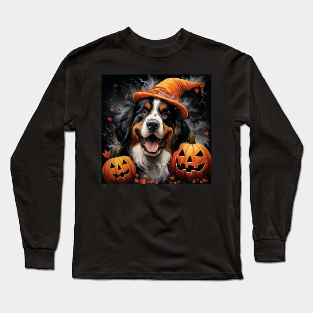 Bernese Mountain Dog Halloween Long Sleeve T-Shirt by NatashaCuteShop